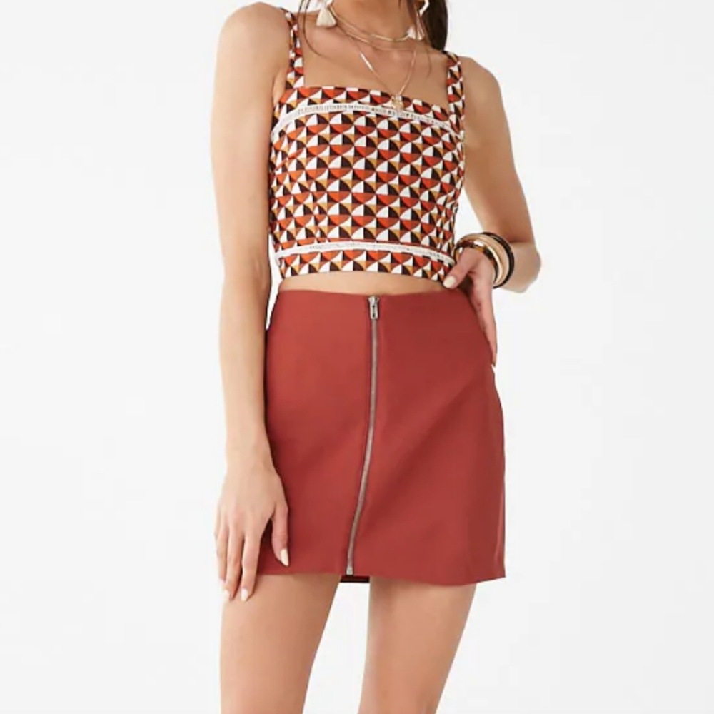 Zip-Front Mini Skirt